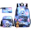 Large Capacity Schoolbag with Shoulder Strap; Student Three-piece Pencil Case Set