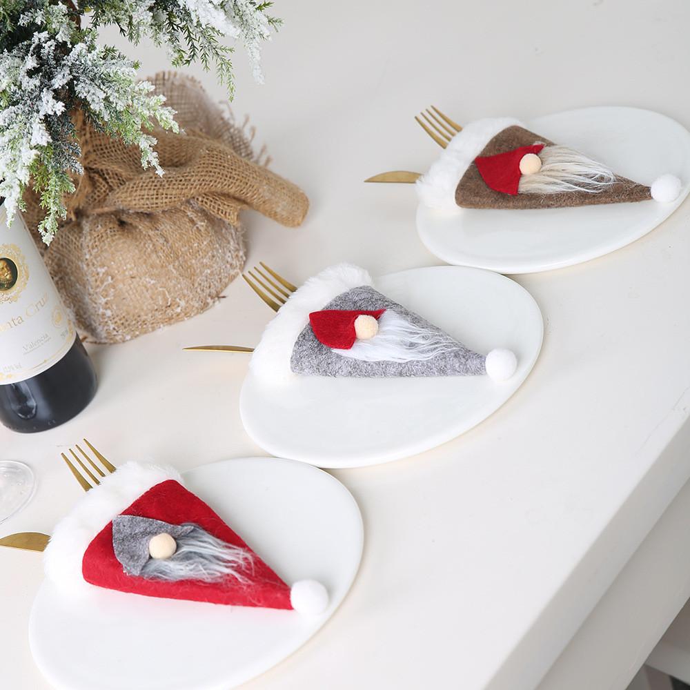 Adorable Christmas Tableware Holder Nordic Santa Fork And Spoon Set For Festive Decor
