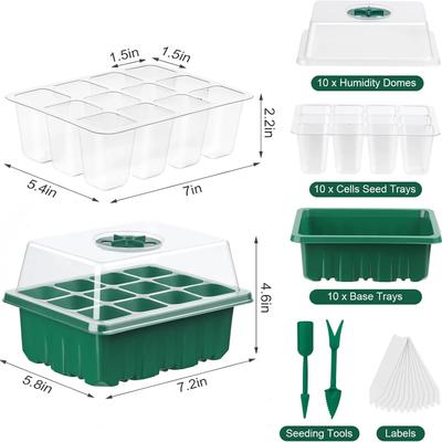 10-pack Fröstartbricka med Ventilationshål 12 Fack Fröodling Odling Planteringslåda Mini Växthus Plantstartkit