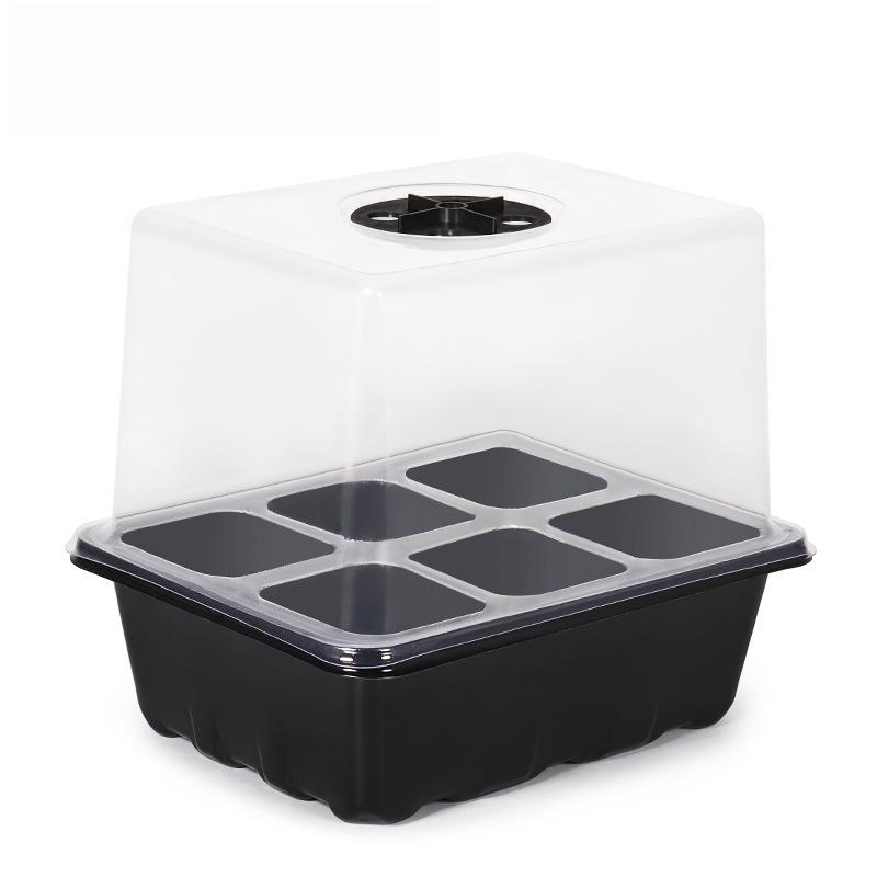 

Ящик для рассады с крышкой на 6/12 отверстий Горшки для рассады Горшки для рассады суккулентных овощей 6 holes чёрный