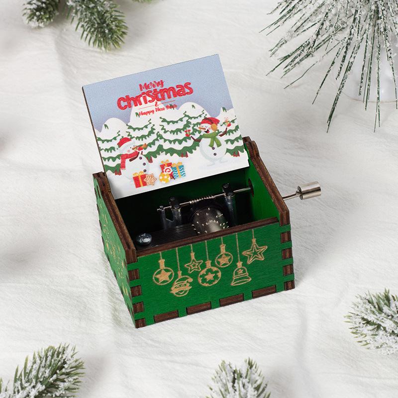 Wooden Hand-Cranked Christmas Music Box Ornament