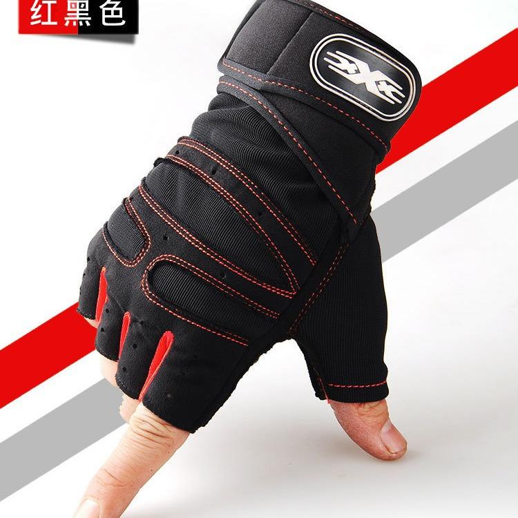 Weightlifting half-finger gloves, men's sports and fitness gear, outdoor cycling, non-slip wrist guards, breathable gloves, wristbands, dumbbells