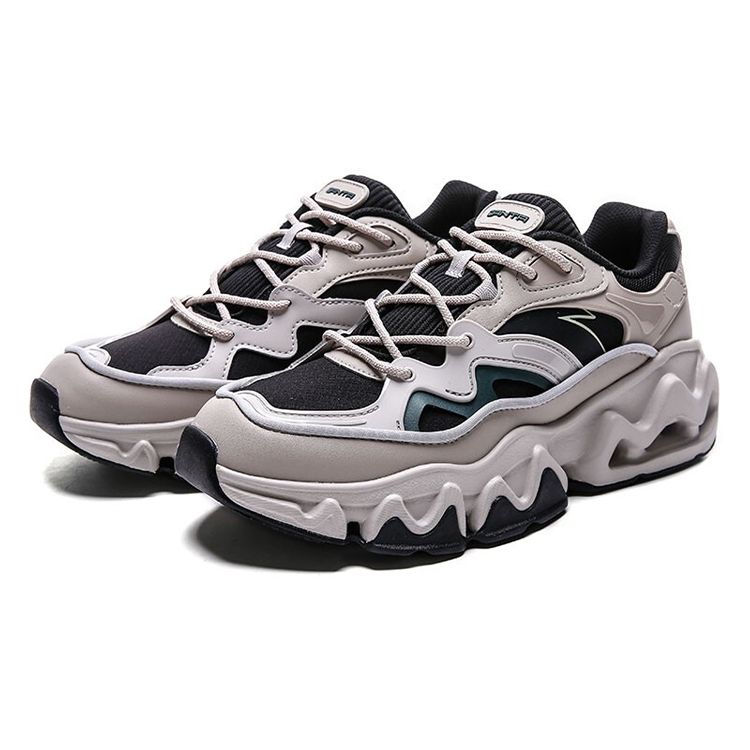Anta Thick Sole Shock Absorbing Non-Slip Wear-Resistant Low-Top Dad Shoes Men Sneakers Black Gray 112048886-2