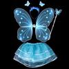 4Pcs Fairy Princess Children Costume Sets Butterfly Wings Wand Headband Tutu Skirt