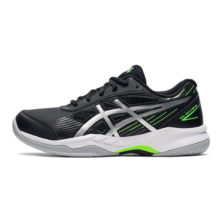 New Asics Gel Game 8 Cushioned Slip Resistant Low Top Kids' Running Shoes Black Silver Kids' 1044A025-004