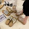Small Thick Bottom Heightening Cool Slippers Women Wear 2025 Summer New Internet Celebrity Rhinestone Muffin High Heel One-word Drag