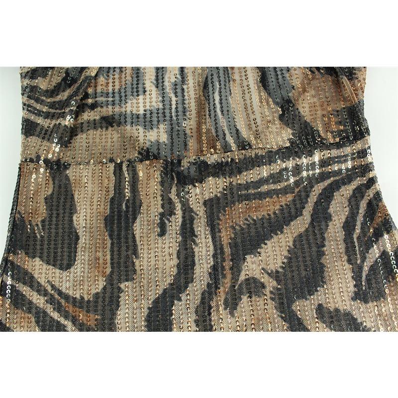 Rochie de damă, sexy, cu decolteu în V, rochie clasică cu paiete cu imprimeu leopard