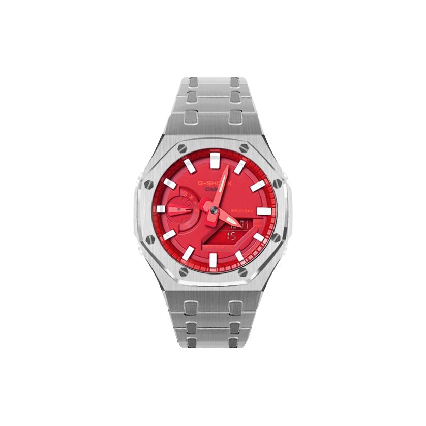 

CASIO Men Liquid Crystal,Analog Dual Display Series Red Watch GA-2100-4A(Watch8--) Regular Box