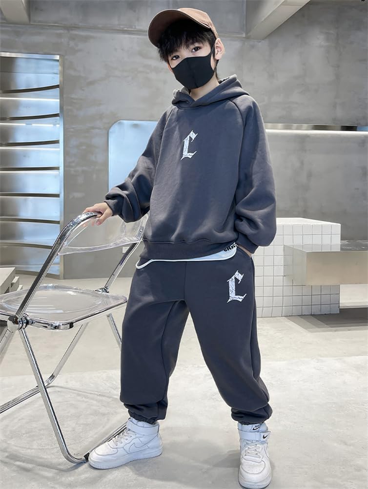 KOSIKINI Long Sports and Casual Sizes and Perfect for Available in sizes and 2-Piece Boys' Set, Hoodie, Sleeves, Pants, Sweatshirt. Spring/Autumn