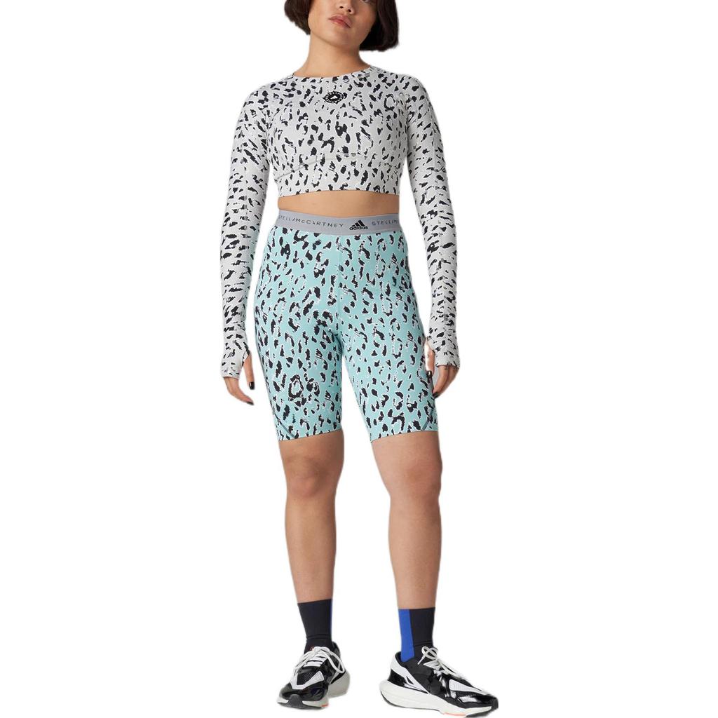 adidas Canotta da allenamento corta traforata con motivo da donna Top Grigio Nero HC6851