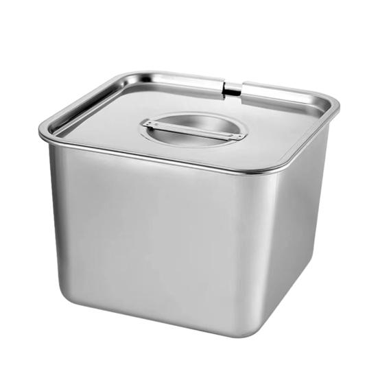 Stainless Steel Square Seasoning Box with Handles Heavy-Duty Storage Container for Lard Sauces Condiments Rust-Proof Spice Box for Home Commercial
