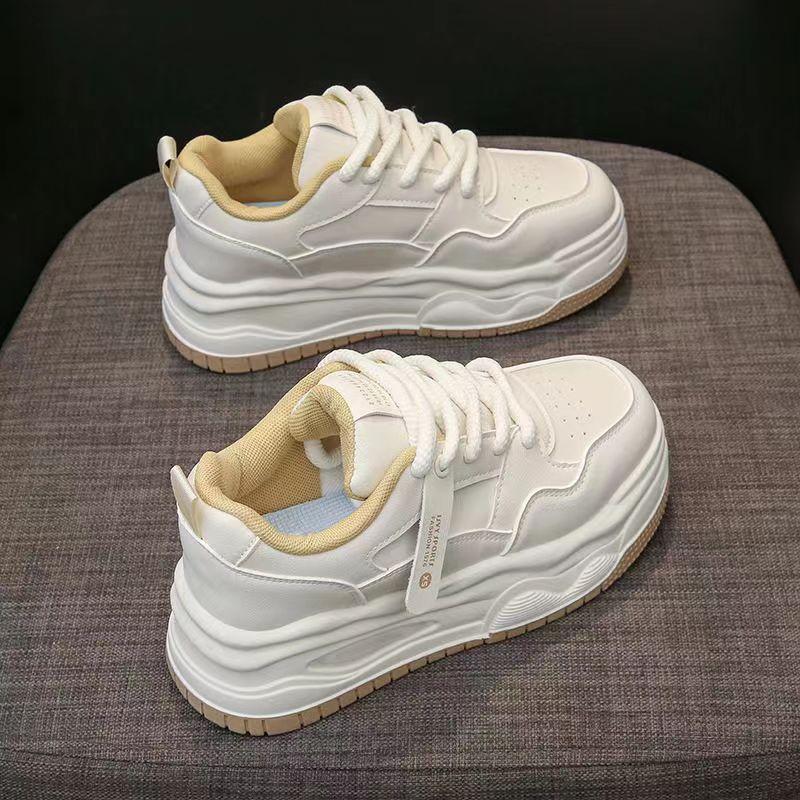 White Hight Increasing Board Shoes All-Matching Casual Sports All-Matching Dad Shoes Women's Spring Thick-Soled White Shoes for Students