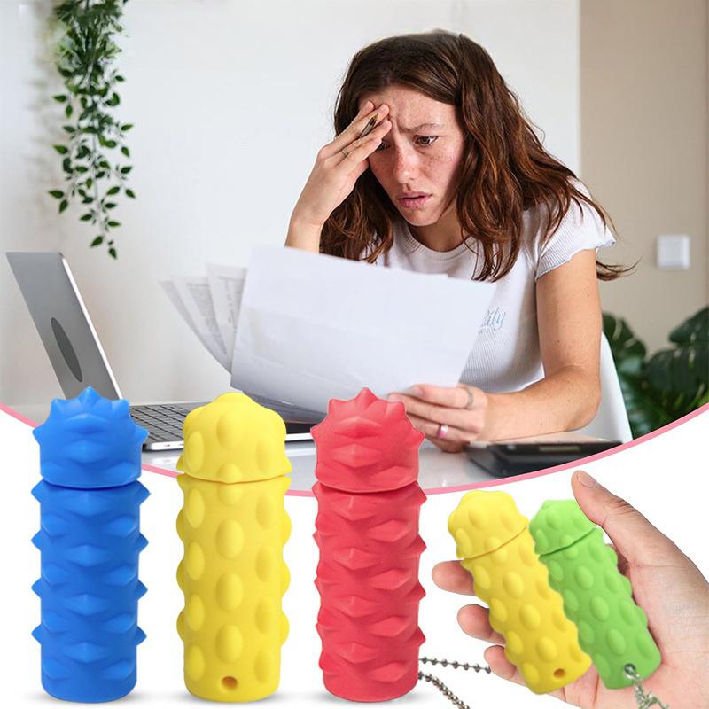Silicone Decompression Massage Keychain Rotatable Sensory Stress Reducing Massager Adult Pocket Gadget 3D Spikes Grip