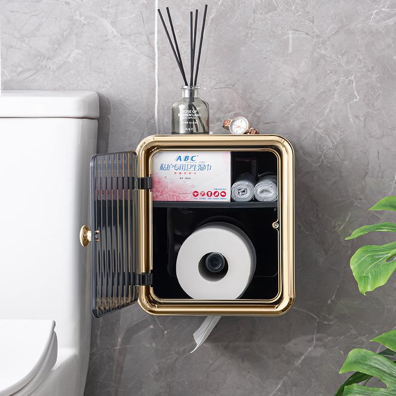 Tissue Box Storage Rack Paper Roll Paper Box Wall Waterproof Tissue Rack Toilet Roll Holder Tissue Holder Bathroom Accessory