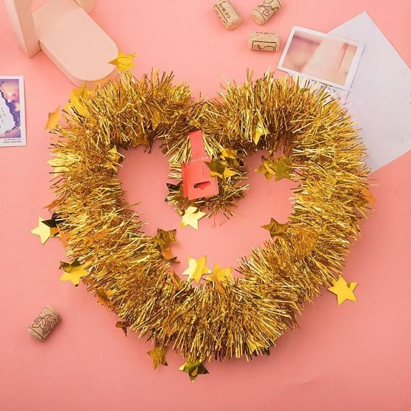 Christmas Tinsel Ribbon Garlands Christmas Trees Hanging Plastic Colorful Star Decorations Birthday Party Wedding New Year