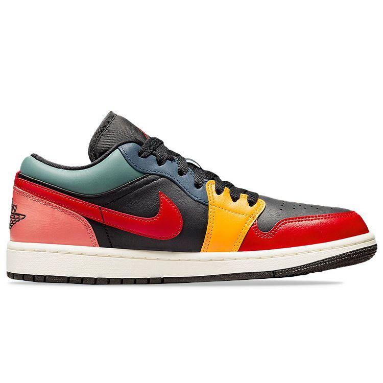 Air Jordan 1 Low SE Zwart Multi-Color Dames Sneakers Taxi Fransblauw Vuurrood DN3739-060