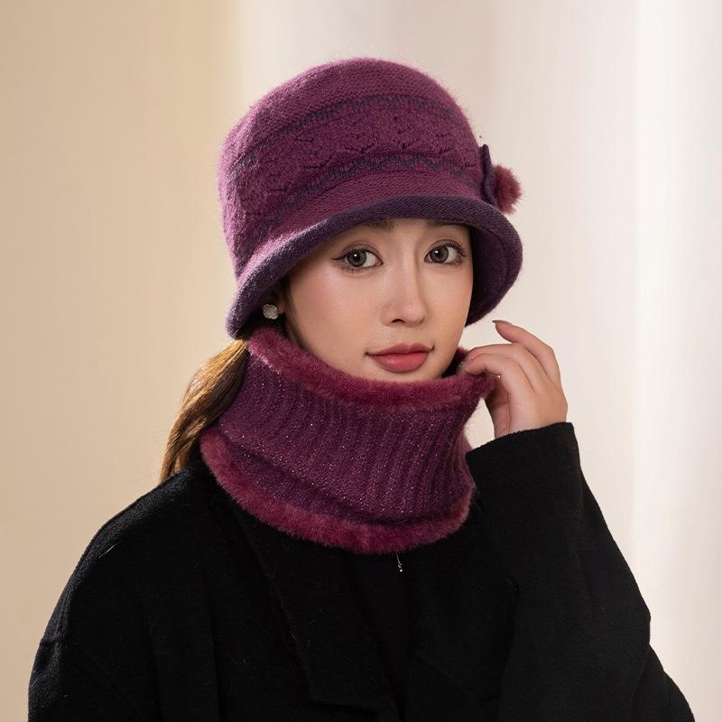 

Зимняя Мама Шерстяная Вязаная Шапка Плюшевая Толстая Шляпа-Ведро для Пожилой Бабушки Женская Теплая Шляпа-Ведро single hat темно-фиолетового