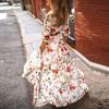 Abito Maxi Vintage a Fiori Stampa Floreale Primavera Moda Donna da Ufficio Elegante Manica Lunga Girocollo Abiti da Donna
