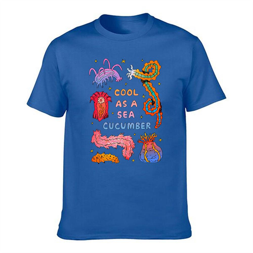 Unisexs Cotton T Shirt Cool As A Sea Cucumber Graphic Print Tee Fun Marine Creature Design Casual Short Sleeve Top For Summer Beac