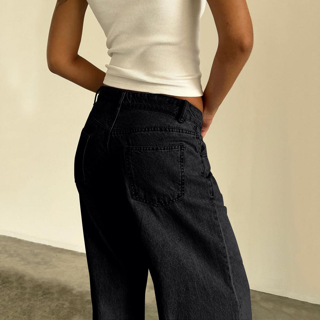 Women's Color Jeans Loose Casual Straight Leg Wide Leg Pants