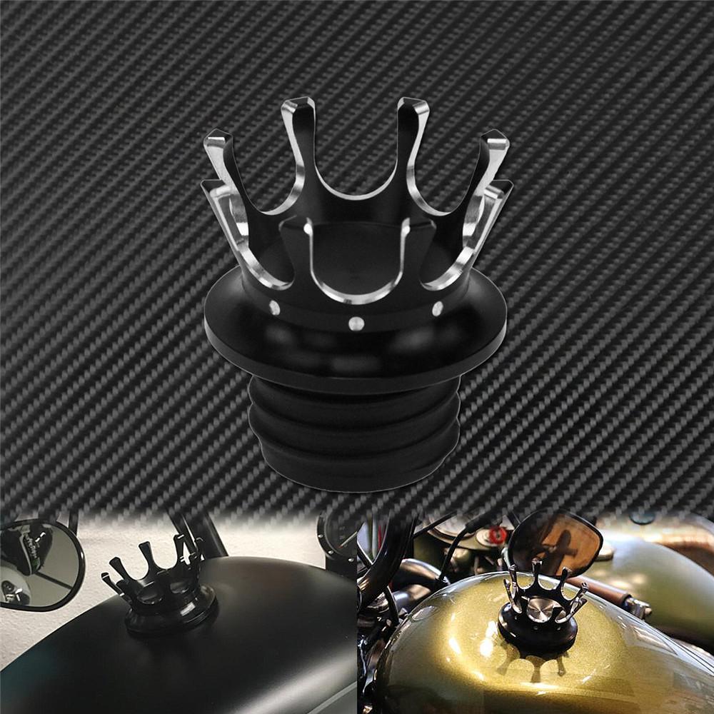 Motorcycle King Crown Style Gas Fuel Tank Cap Vented Right-hand Thread For Harley Sportster XL Touring Dyna Fat Bob FXDF Softail
