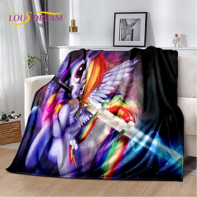 Cute 3D P-Pony Cartoon Unicorn Soft Plush Blanket,Flannel Blanket Throw Blanket for Living Room Bedroom Bed Sofa Picnic Kid Gift