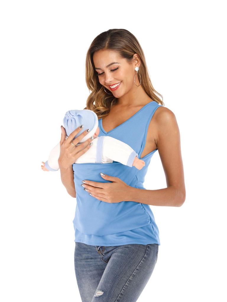 Camiseta Casual Multifuncional Canguru Mãe e Pai para Mulheres - Estilo Europeu e Americano