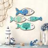 4Pcs/Set Wooden Fish Coastal Wall Art Handcrafted Fish Wall Decoration