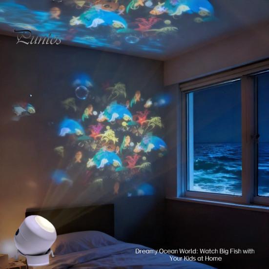 Projector Lamp for Bedroom Star Night Light with 360 Degree Rotating, Ocean Mood Bedroom, Compact LED Kids Adjustable Focus Dimming Wall Projection