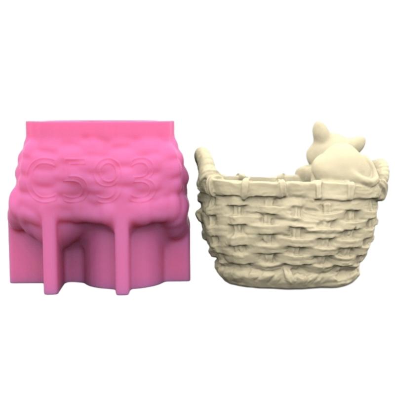 Durable Silicone Mold Woven Flower Basket Flower Vase Epoxy Molds Succulent Planter Pots Casting Mould Home Decorations