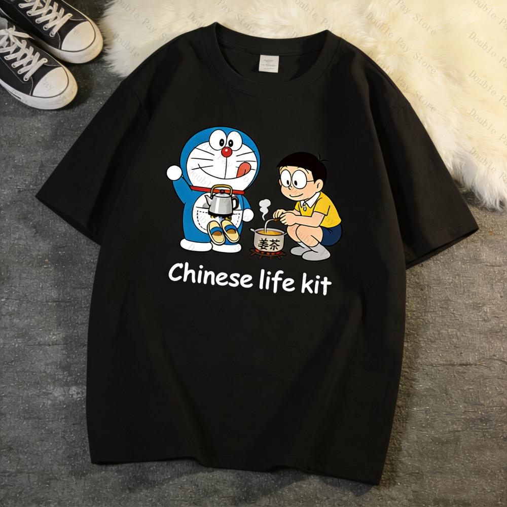 

Doraemon Nobita Print TShirts Unisex Women Tshirts Summer Casual Short Sleeve Tees Anime Streetwear Oversized Cotton Tops Y2K S разноцветный