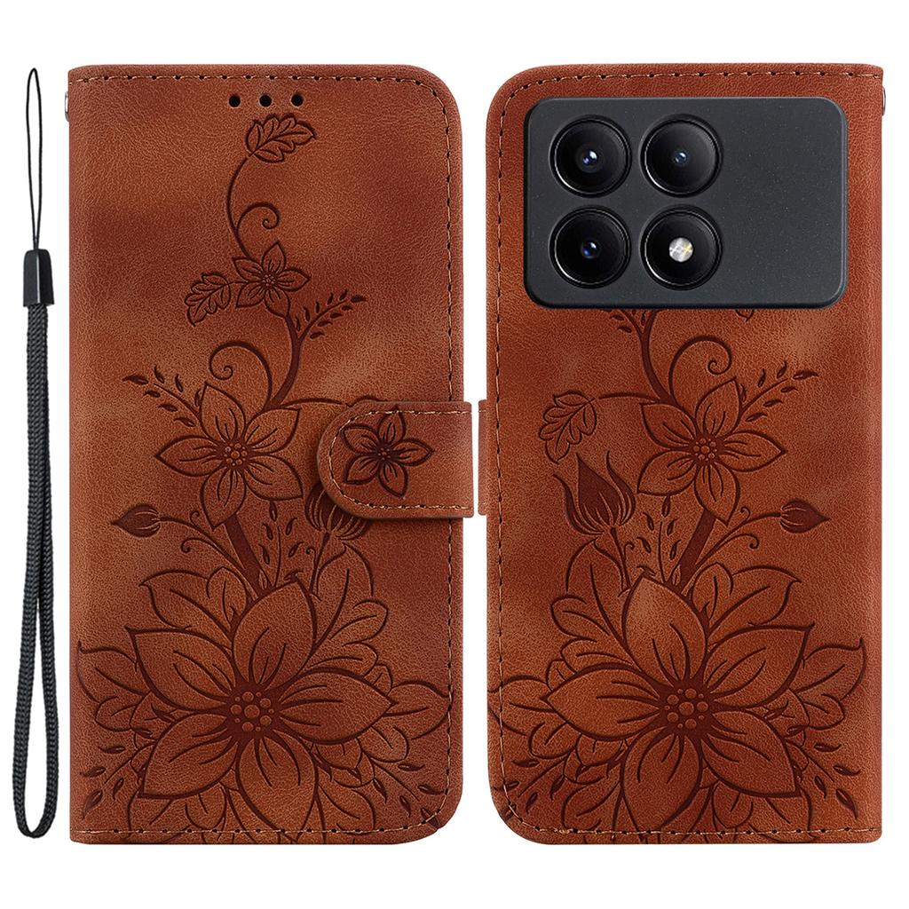 For Xiaomi Redmi K70E 5G/Poco X6 Pro 5G Cover Leather Wallet Case Lily Flower Imprint Phone Shell