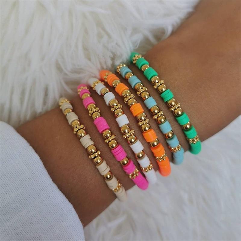 

Vlen Heishi Boho Bracelet for Women Girls Stackable Polymer Clay Disc Beads Stretchable Handmade Jewelry