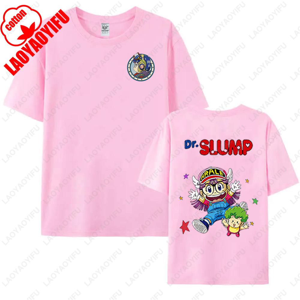 Kawaii Arale T-shirts Man Women Graphic Japanese Manga Tshirt Y2k Clothes Cotton Short-sleev Tee Clothing Two-sided Printed Tops