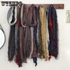 Women's Retro Scarf Tie Dyed Cotton Linen Color Blocked Pleated Scarf