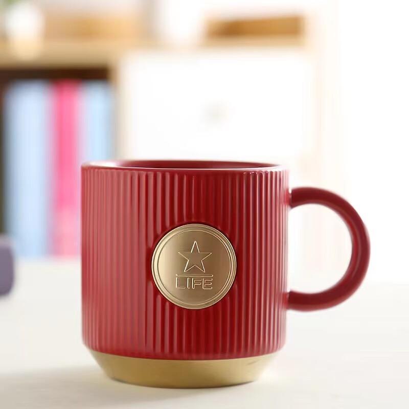 Striped Ceramic Coffee Mug with Handle