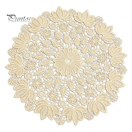 Lace Doilies for Table Decor Round Floral Doily, Embroidered Coaster Place Mat, Heat Insulating Decorative Mats Tea Cups Retro Teapot Vase Dining