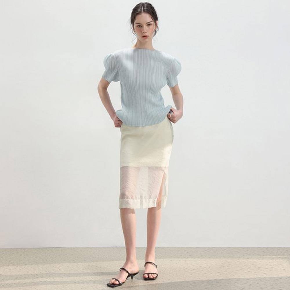 

Melon Pleats Mood Shirring Volume Top FREE/Beige