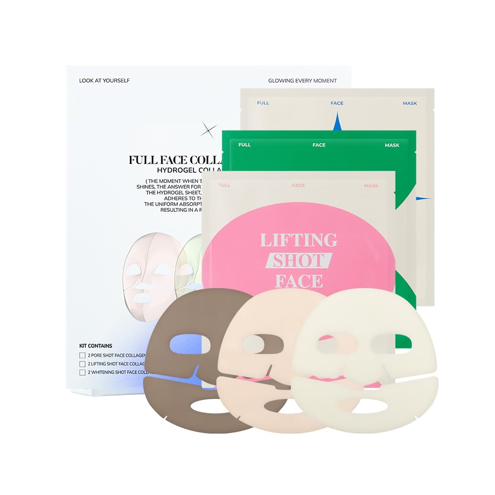 

MILLIMILLI Full Face Collagen 6 Hydrogel Mask with Korean Face Mask for Sensitive Hyaluronic Vitamin Suitable for Dry Pore Face Skin Moisturizing