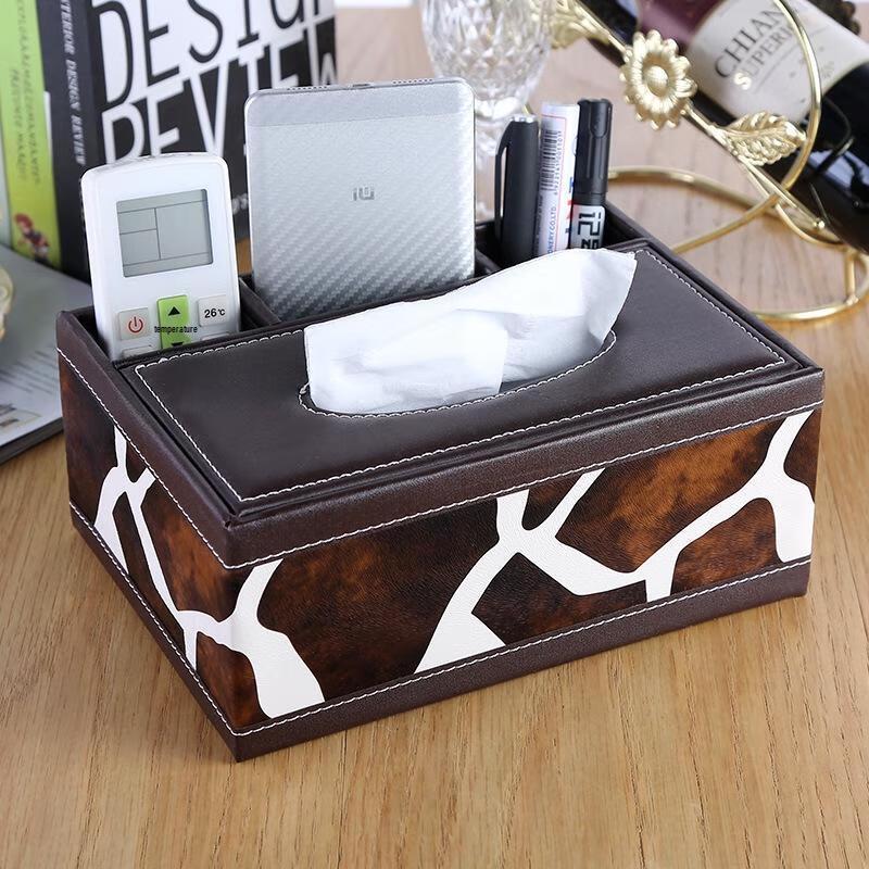 SEE KEAN Multifunktionale Kunstleder-Taschentuchbox & Fernbedienungs-Organizer