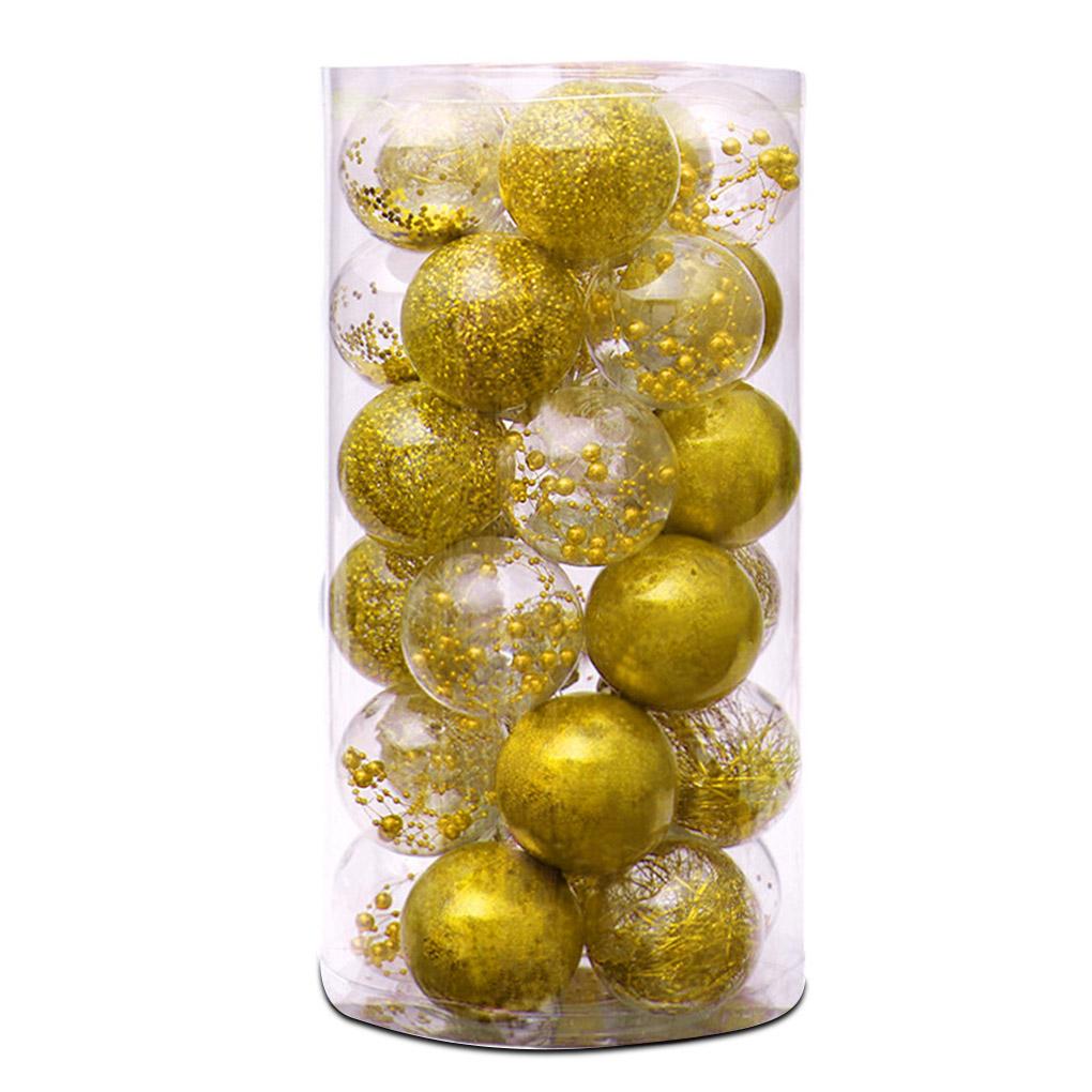 

24 Pieces Christmas Balls Small Decorative Baubles Indoor Outdoor Farmhouse Living Room Bedroom Decoration Accessories золотой