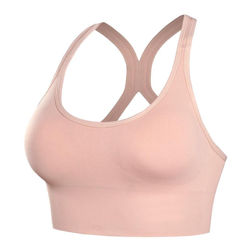Seamless Breathable Sports Bra Back Closure Cross Back Push Up For Yoga Running