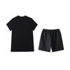 Lining Tischtennis Serie Rundhals Bedrucktes Kurzarm T-Shirt und Fünf-Punkt-Shorts Lässiges Sportset Herren Sets Schwarz AHSU837-1+AKSU747-1
