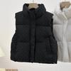 Women S Stand Collar Sleeveless Short Vest Solid Color Casual