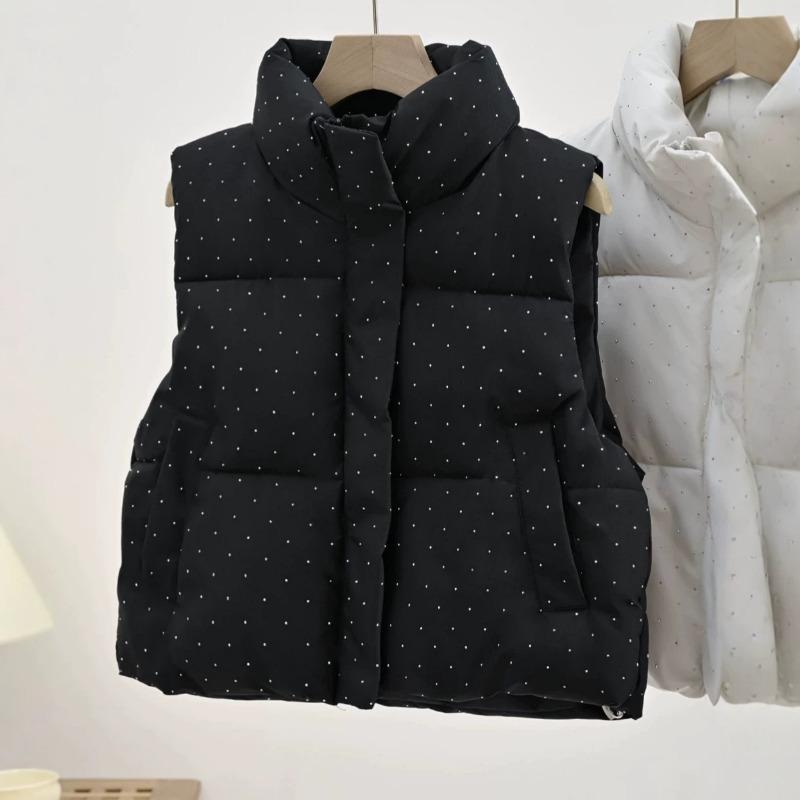 Women S Stand Collar Sleeveless Short Vest Solid Color Casual