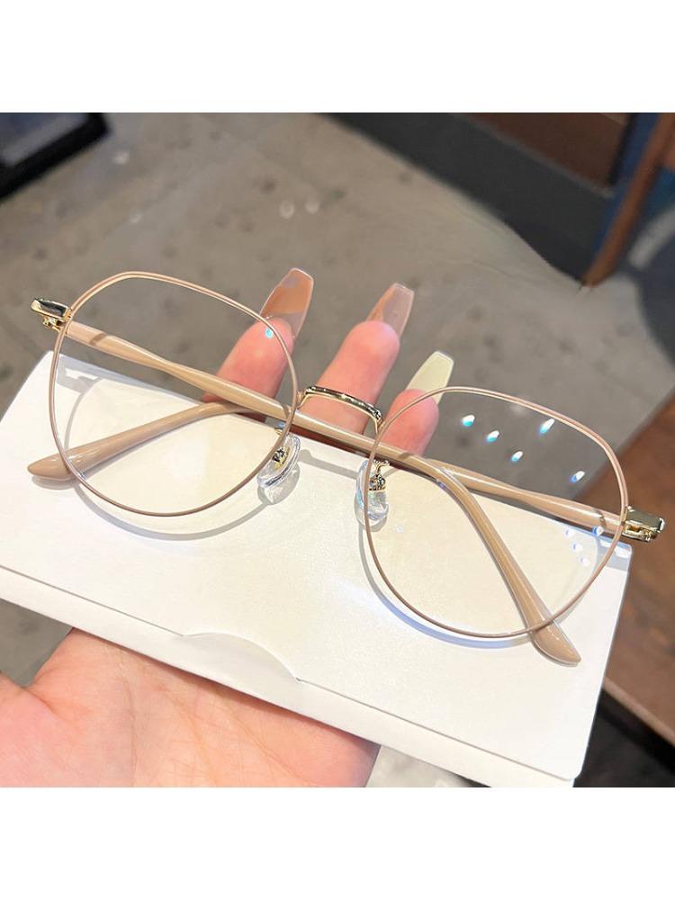 Women's Myopia Glasses Metal Round Frame Flat Glasses Fashion Reading Glasses 0 To -3.0