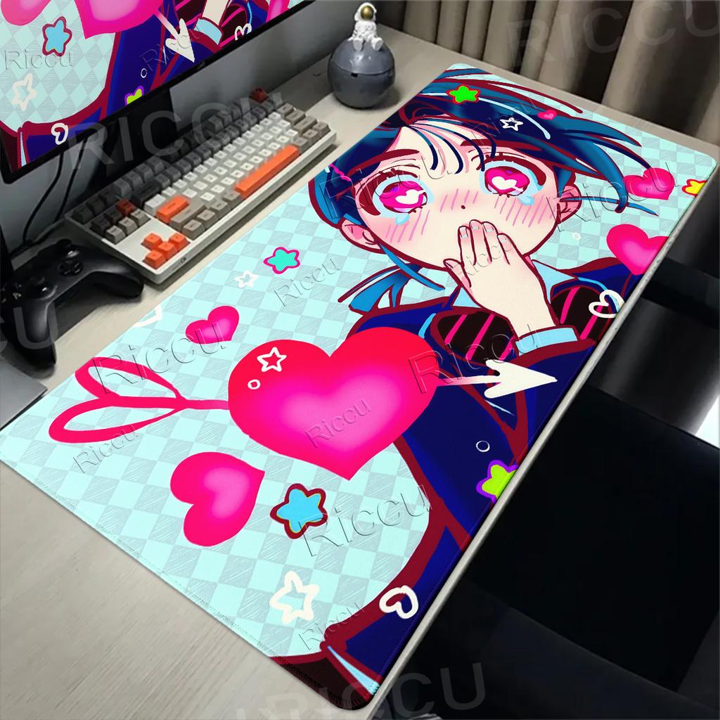 Comic Couple Cute Anime A-alien Stage Pattern Mouse Pads Anti-slip Locking Edge Thickened Desktop Mats Large Comfort Gaming Rugs