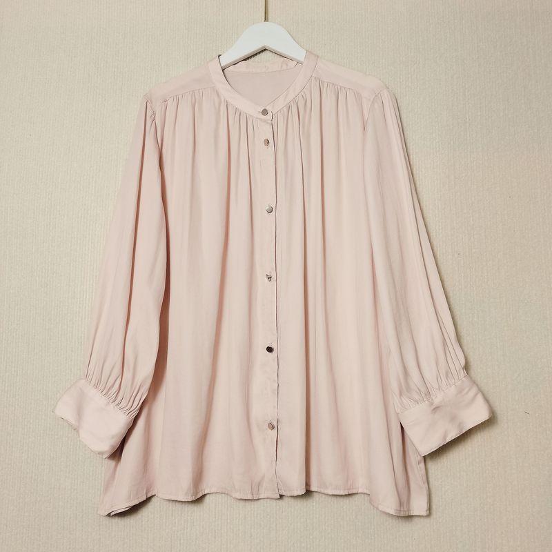 Order Leftover Stock Soft Silks and Satins Fabric Small Stand Collar Open Three-Quarter Sleeve Shirt Female Pure Color Accessible Luxury Professional