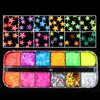12 Grids Nail Jewelry Star Moon Leaf Design Nail Art Decorations Eye Makeup Patch Butterfly Heart Nail Sequins