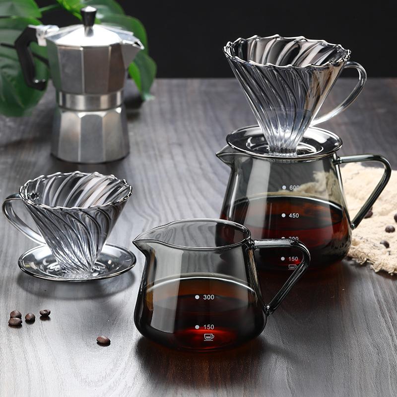 YOMDID Cafetera de Vidrio 400/600ML Tetera de Café Jarra de Café Hervidor Reutilizable para Leche Zumo Café Servidor de Café Sin Filtro